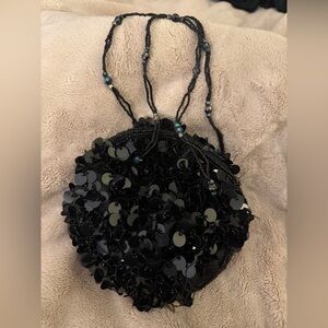 Black sequin beaded mini bag with a small inside... -